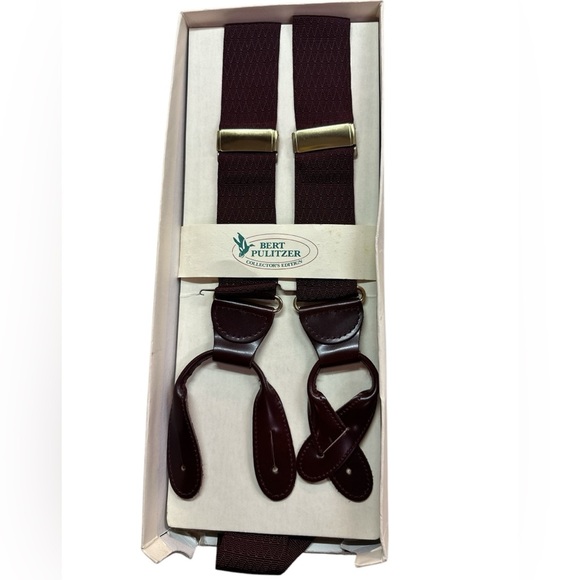 Bert Pulitzer Collectors Edition Vintage Burgundy/Navy X-Back Button Suspenders - Picture 1 of 8
